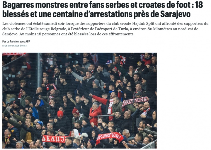 开云体育官网-法媒:克罗地亚和塞尔维亚球迷爆发大规模冲突,93人被捕18人受伤